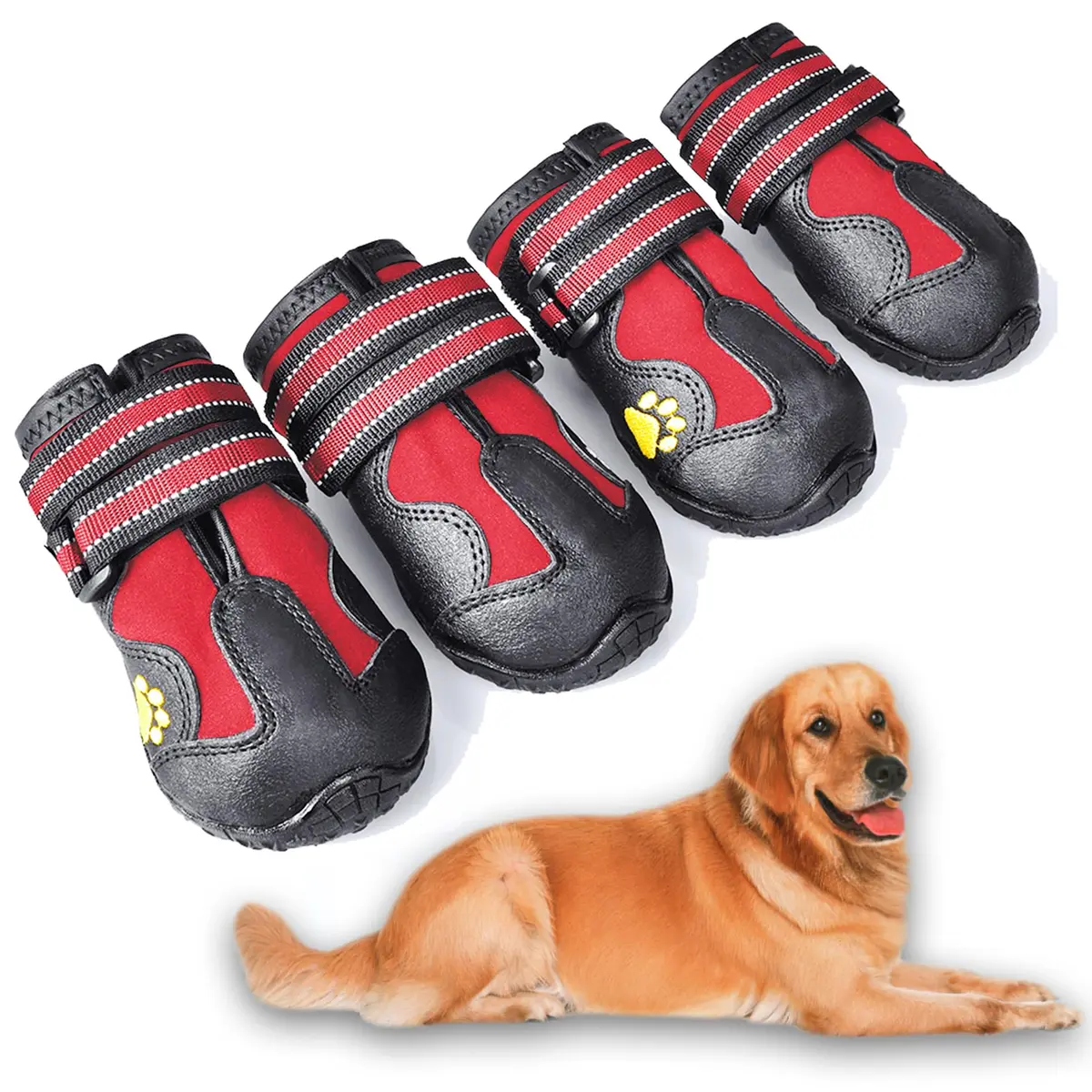 XSY&G Botas para Cães, Sapatos Impermeáveis para Cães, Botas para Cães com Tiras Reflexivas, Sola Antiderrapante Resistente E Antiderrapante, Sapatos para Cães Ao Ar Livre para Cães Pequenos, Médios E