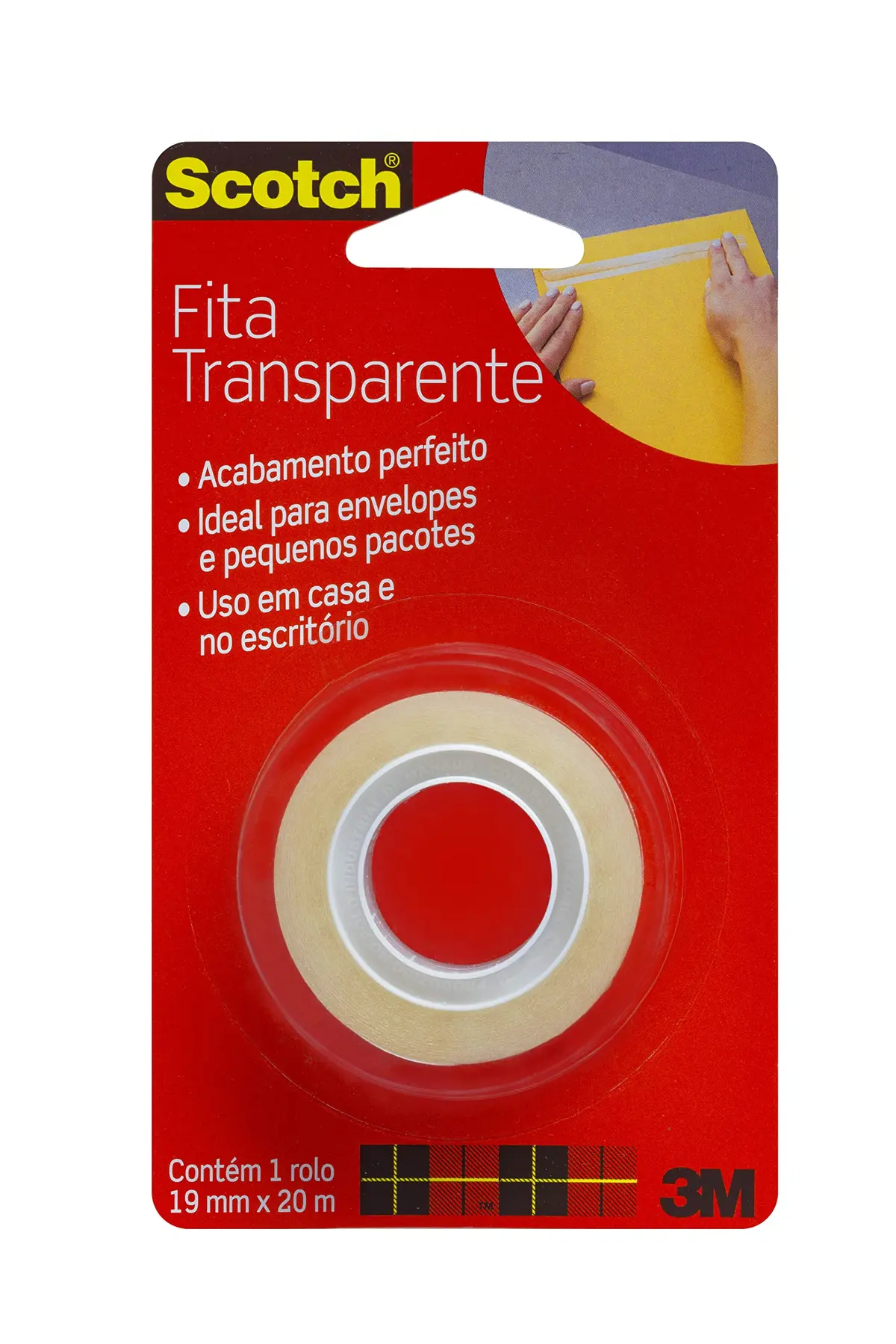 SCOTCH 3M Fita Adesiva Transparente 19 mm x 20 m 1 Rolo | Adesão Instantânea, Acabamento Brilhante, Ideal para Embalagens e Presentes, Uso Doméstico e Comercial