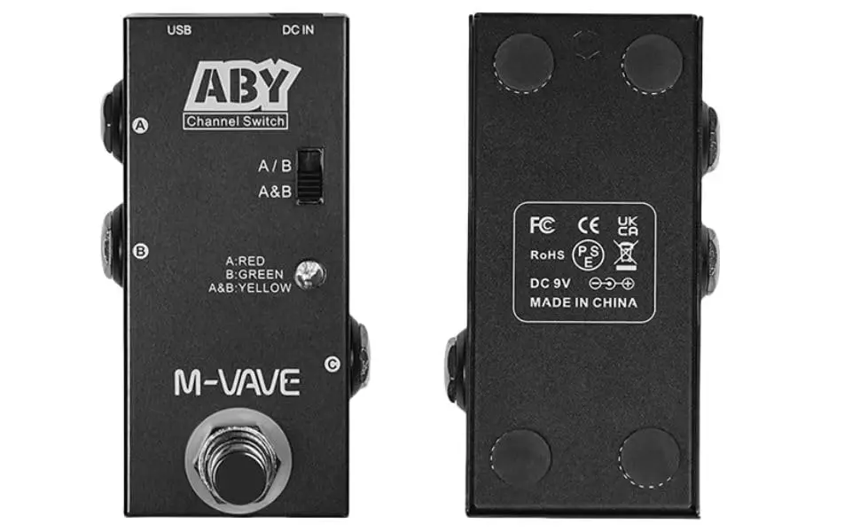 VEDO M-VAVE Pedal de efeito para guitarra ABY Line Selector AB Switch True Bypass para guitarra e baixo - Acessório para chaveamento de canal ABY