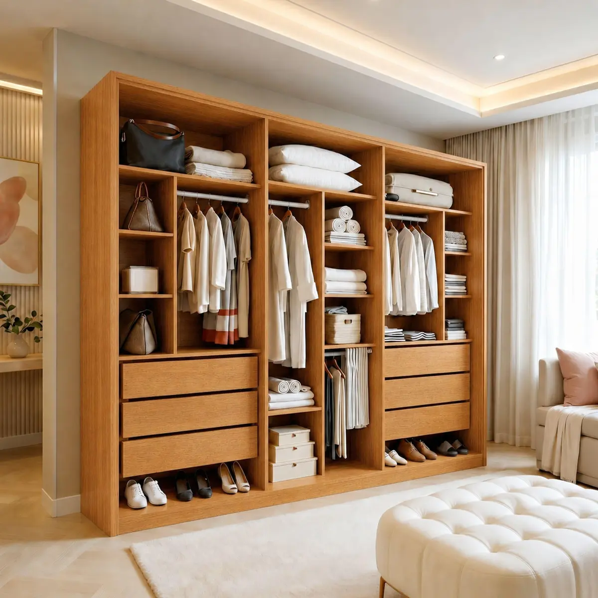 Closet Casal 6 Gavetas 242cm sem Portas Aspen Premium Marrom/Cinamomo Cinamomo