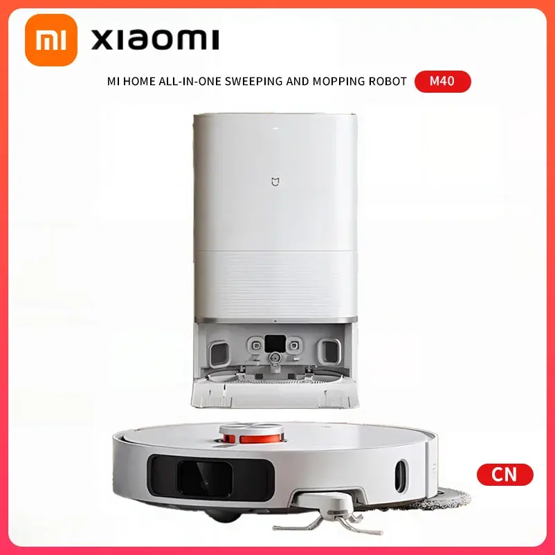 Xiaomi robô aspirador e esfregão m40, navegação lidar, base automática de esvaziamento e autolimpeza de poeira, ultra sucção de 12000pa, para pêlos de animais de estimação