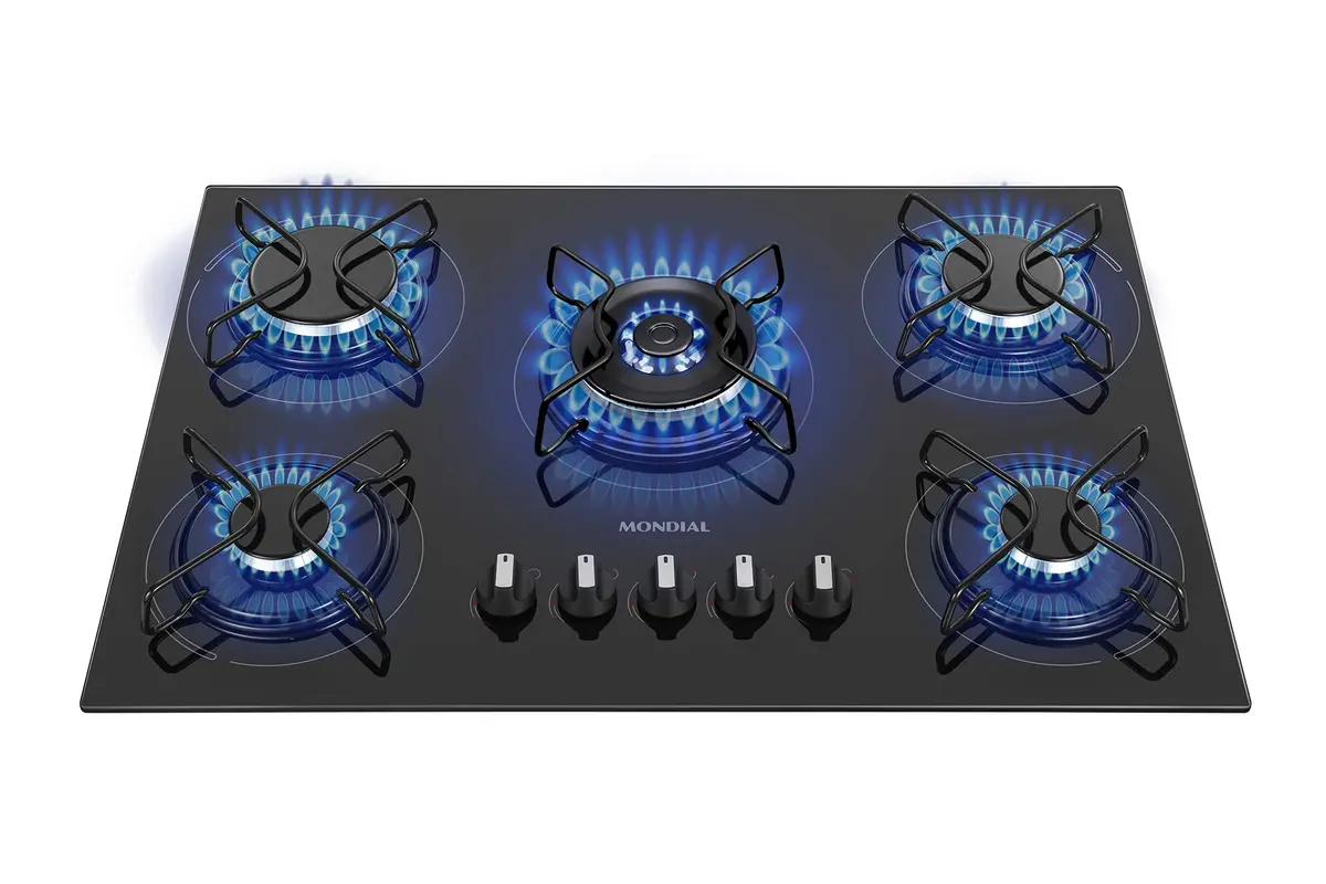 MONDIAL Cooktop a Gás, 5 Bocas, Preto/Inox, Bivolt - CTG-03