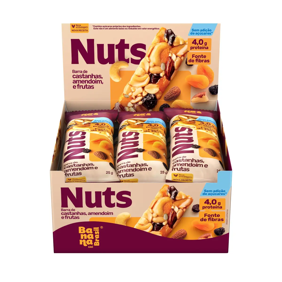 Barra Nuts Castanhas, Amendoim e Frutas 12un 25g Banana Brasil - 1