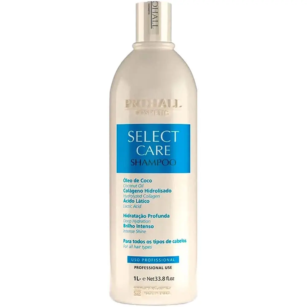 Shampoo Pós Progressiva Prohall Select Care - Manutenção 1L - Prolonga Efeito Liso, Maciez e Brilho Intenso