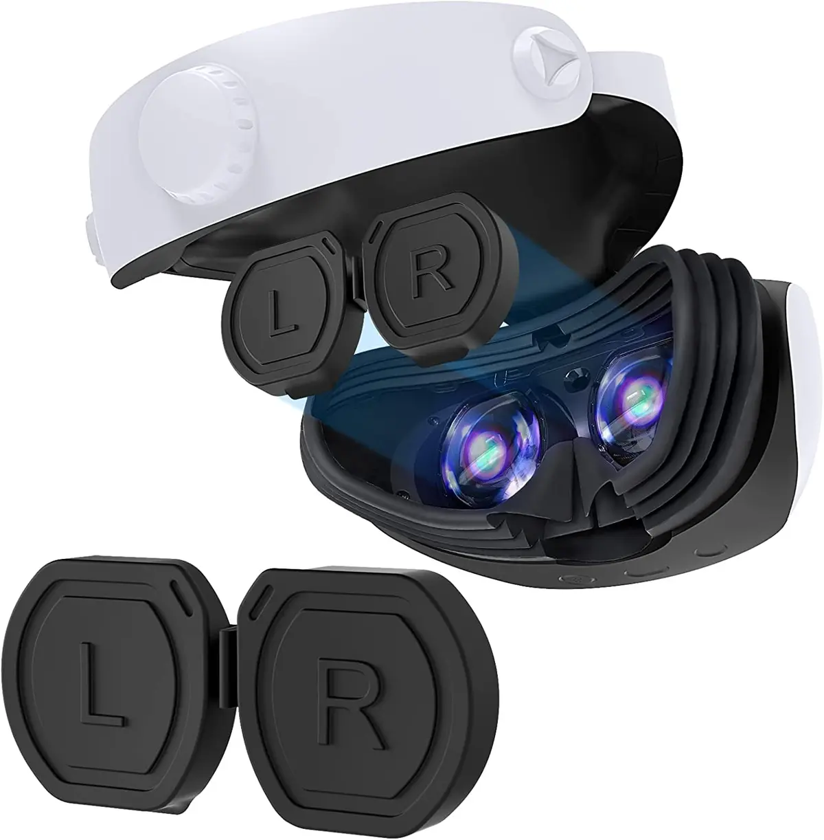 Capa de lente de silicone para PS VR2, capa protetora de peça única para proteção de lente de óculos PSVR 2, tampa de lente anti-riscos à prova de poeira para acessórios de protetor de lente PS5 VR2 - 1
