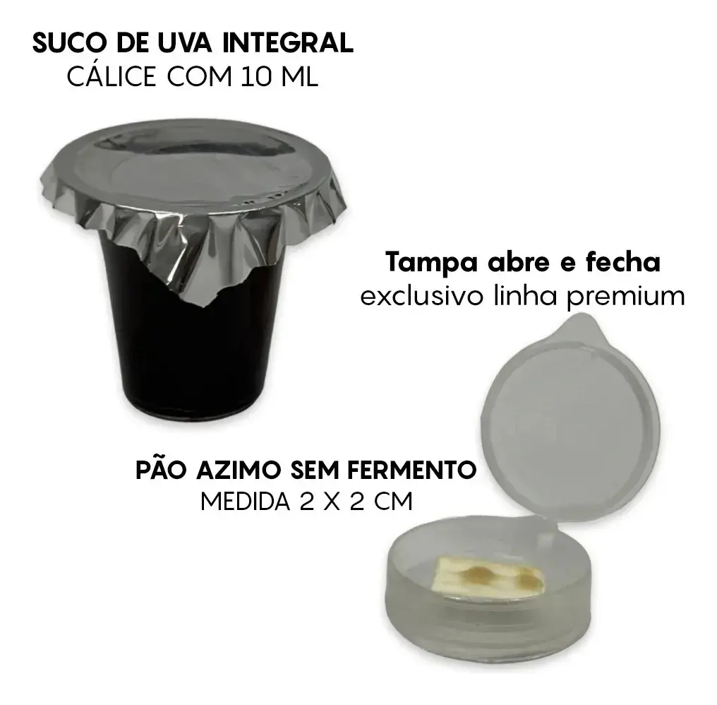 Kit Cálice Santa Ceia Premium Uva Suco Pão Evangélica 48 Un thumbnail 2