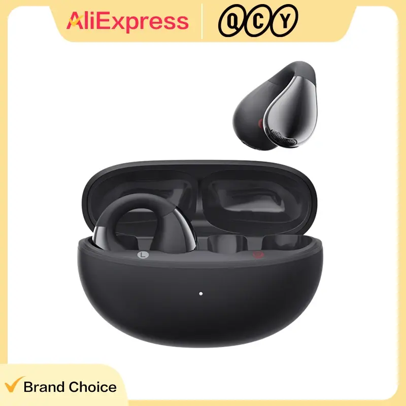 Fones de Ouvido Sem Fio QCY Crossky C30 BH24QT33A Bluetooth 5.4 Tipo Aberto com 4 Microfones ENC, Fones de Ouvido com Clipe para Esportes, Conexão Dupla