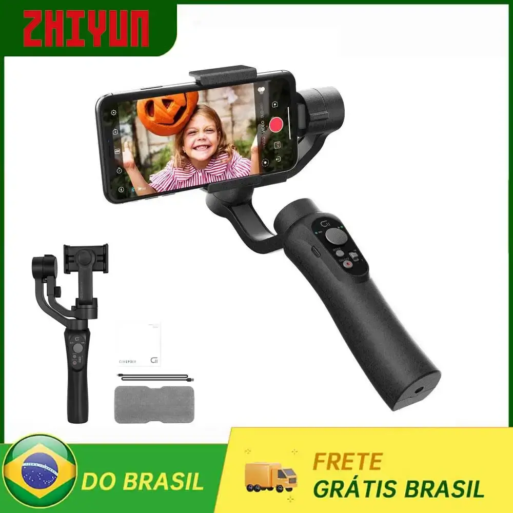 【Do Brasil】CINEPEER C11 Estabilizador Gimbal Portátil de 3 Eixos para Smartphones como iPhone 11 Pro, 8, 7 Plus, 6 Plus, Samsung Galaxy S9, S7