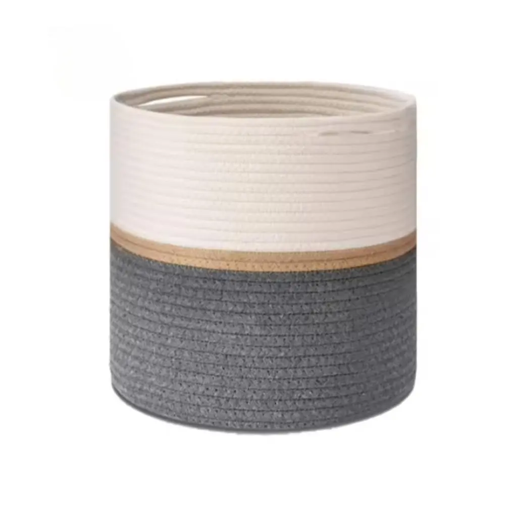 Cesto Organizador Corda Algodão Luxo 3 Tamanhos – Cesto Decorativo Multiuso com Alça(M - 24 x 21 cm)