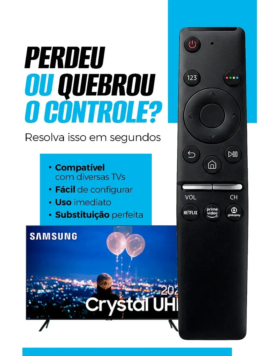 Controle Remoto Casenn para Smart TV Samsung 4K com Netflix, Prime Video e Google Play thumbnail 4