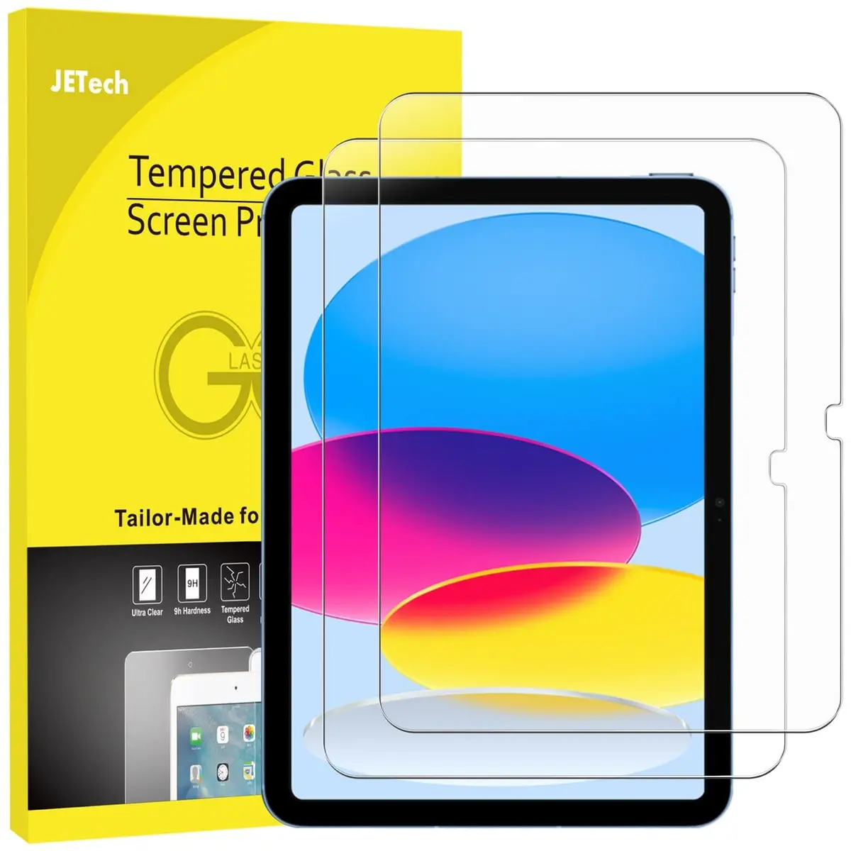 JETech Protetor de Tela para iPad (A16) 11.ª/10.ª Gen, 2 Unidades | Para 2025/2022 Modelo, HD Transparente, Película de Vidro Temperado Resistente a Riscos