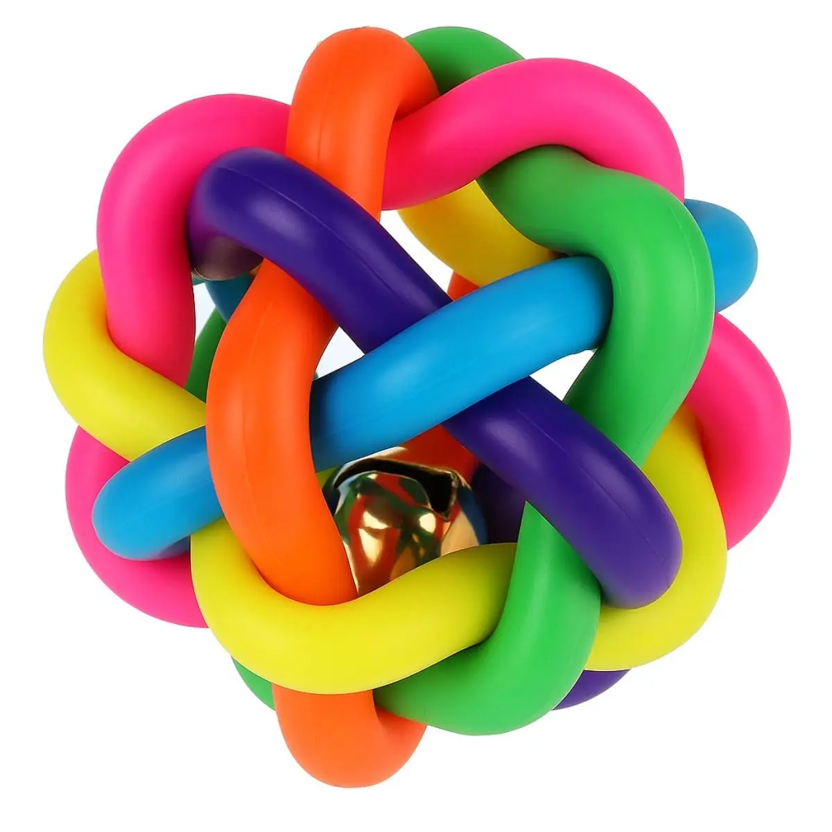 Bola de Brinquedo para Cachorro com Guizo Mordedor Trancado 6cm Pet Supplies Bola colorida para mastigar voz de cachorro com sino 1 peça suprimentos para animais de estimação