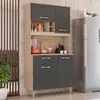 Cozinha Compacta Demóbile Malta com 4 Portas e 1 Gaveta - 91 cm de Largura - Avena/Grafito - 1