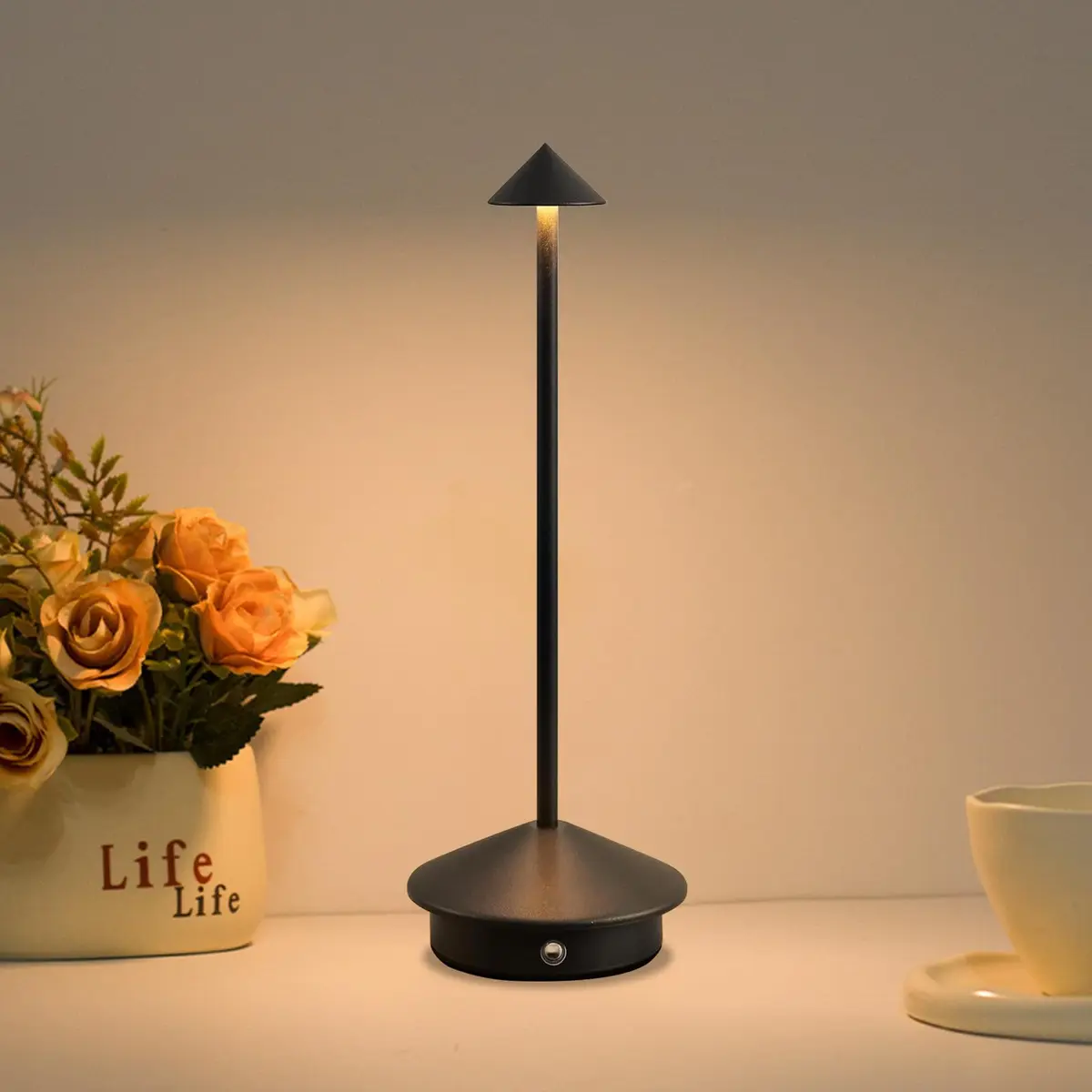 BEMMY Luminária de Mesa,Luminária Abajur Mesa Led Dimerizável Sem Fio Recarregável, Toque Candeeiro de Mesa Luz Noturna, Luz Noturna do Quarto - 1