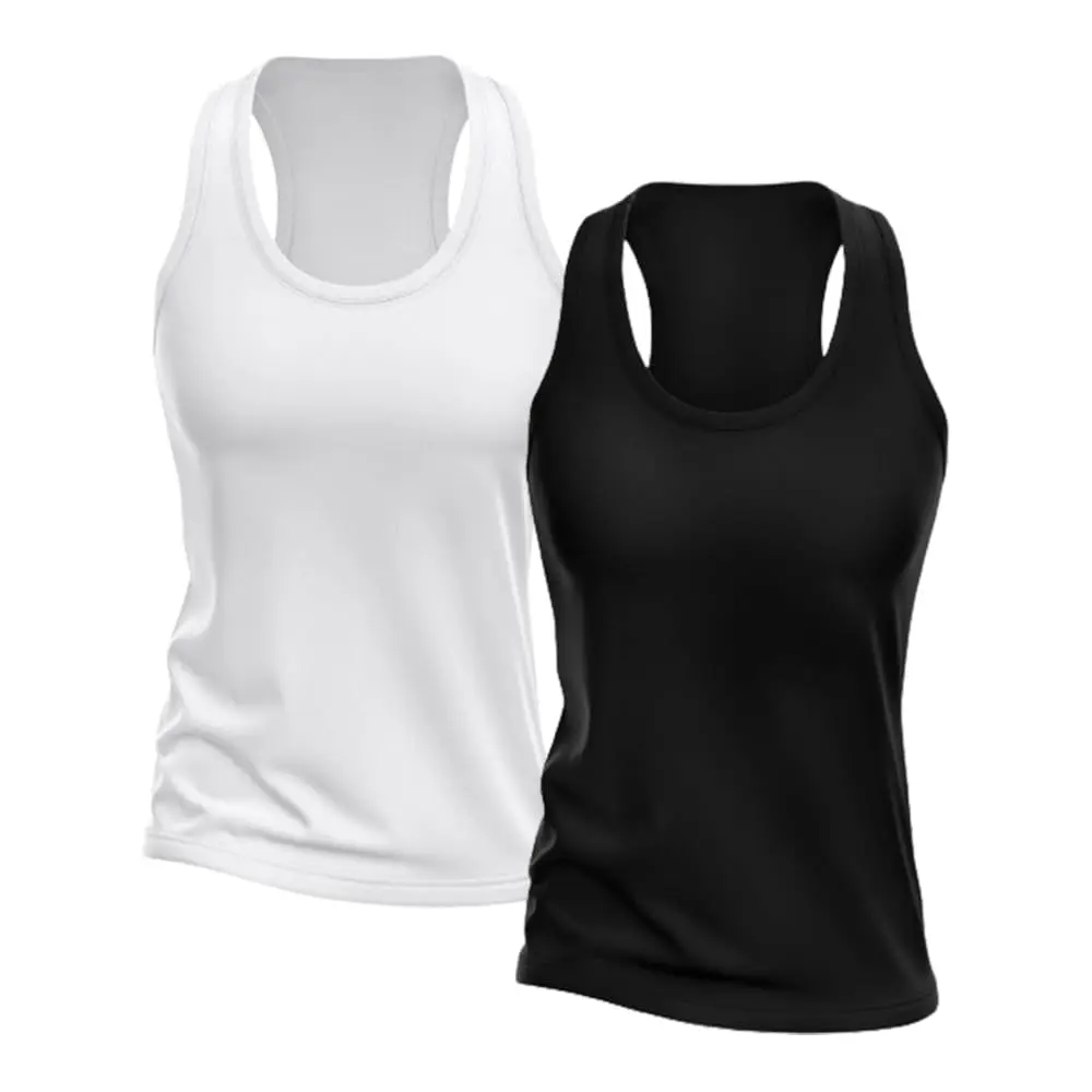 MODA FITNESS DELLASFIT, Kit 2 Regatas Nadador Feminina Dry Camisa Blusa Treino Academia Esporte Esportiva Fitness - 1