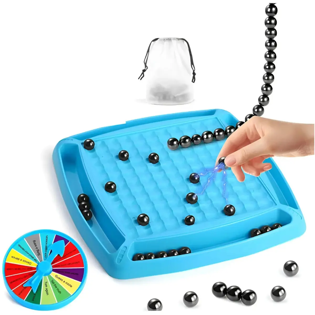 Brinquedo Jogo Tabuleiro De Xadrez Magnético Treinamento De Pensamento Estratégia Educativo, com 20 Bolinhas Magnéticas e Roleta, Jogo Para Família
