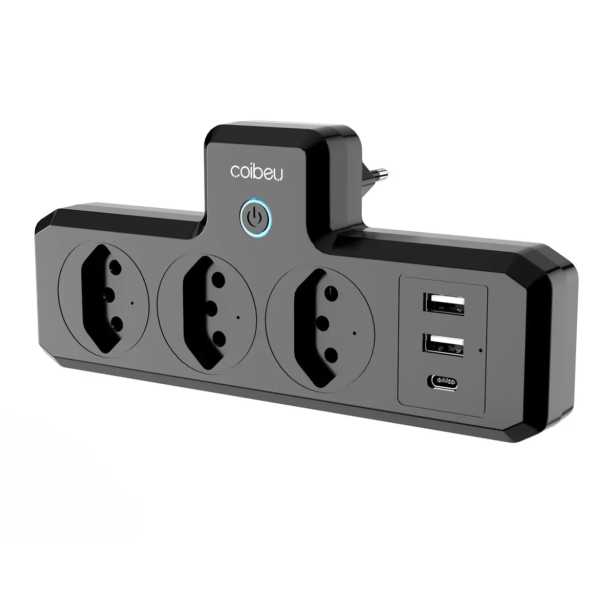 Extensao Eletrica Inteligente Wifi, Extensão Tomada, Régua Tomada, Filtro de Linha, 3 Tomadas, 2 Interfaces USB, 1 Porta USB Tipo-C, Controle por Voz, Controle remoto via celular (Preto) - 1