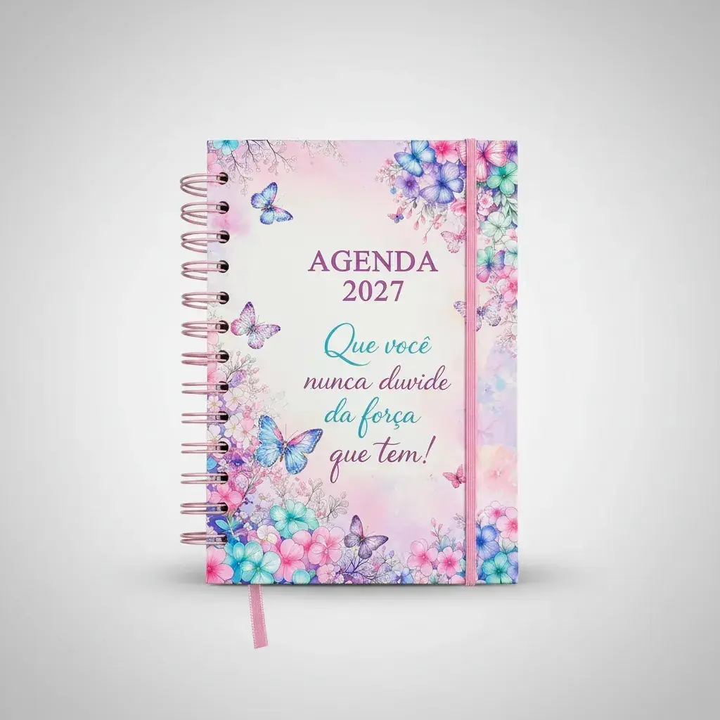 Agenda 2027 Sanxia Borboleta Rosa Diária com Espiral thumbnail 2