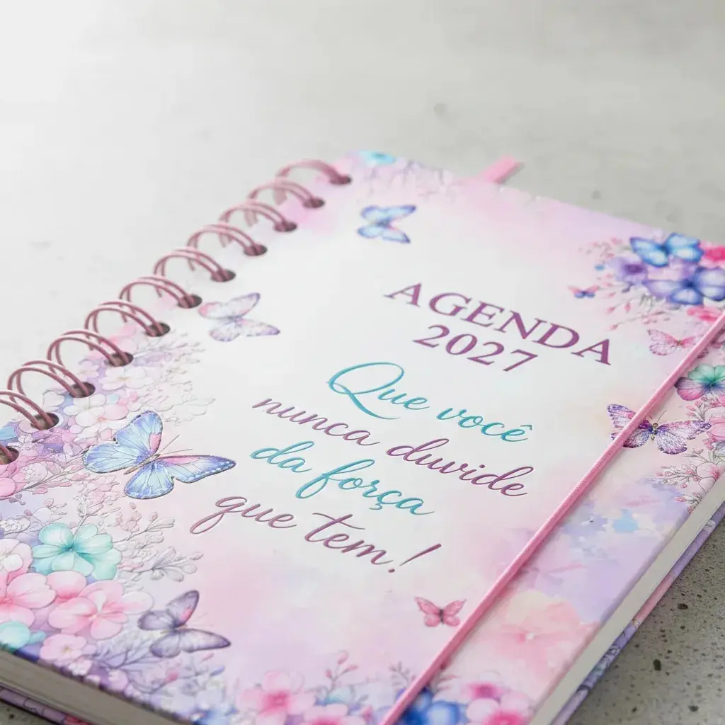 Agenda 2027 Sanxia Borboleta Rosa Diária com Espiral thumbnail 3