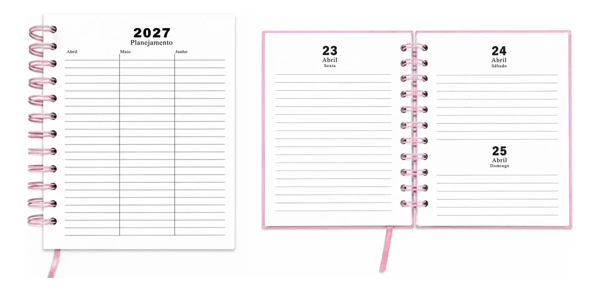 Agenda 2027 Sanxia Borboleta Rosa Diária com Espiral thumbnail 5