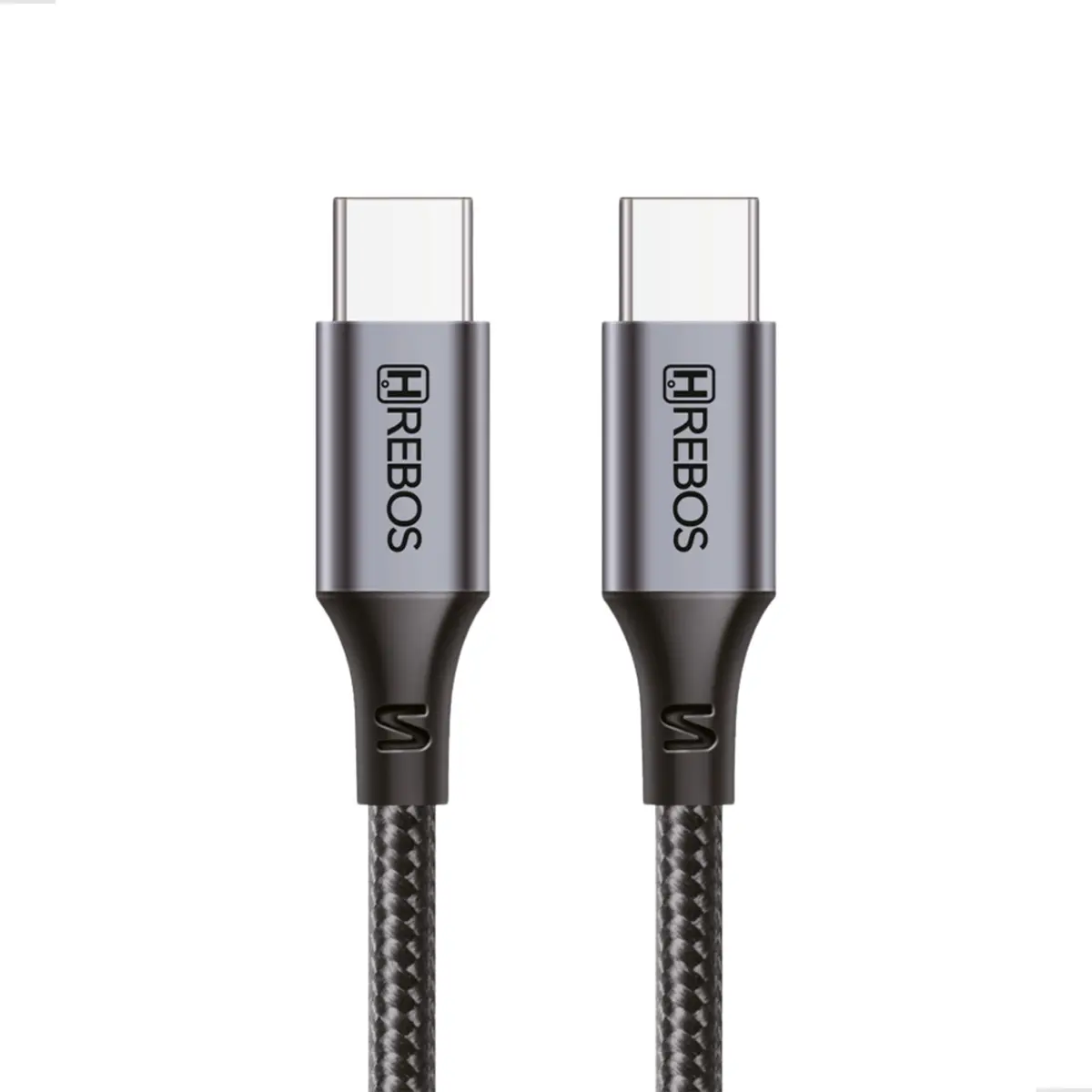 Carregador para Celular Cabo Tipo C 2m Trançado Hrebos, Compatível com Samsung, Xiaomi, Motorola, Huawei, iPhone, Reforçado e Carregamento Rápido (Preto)