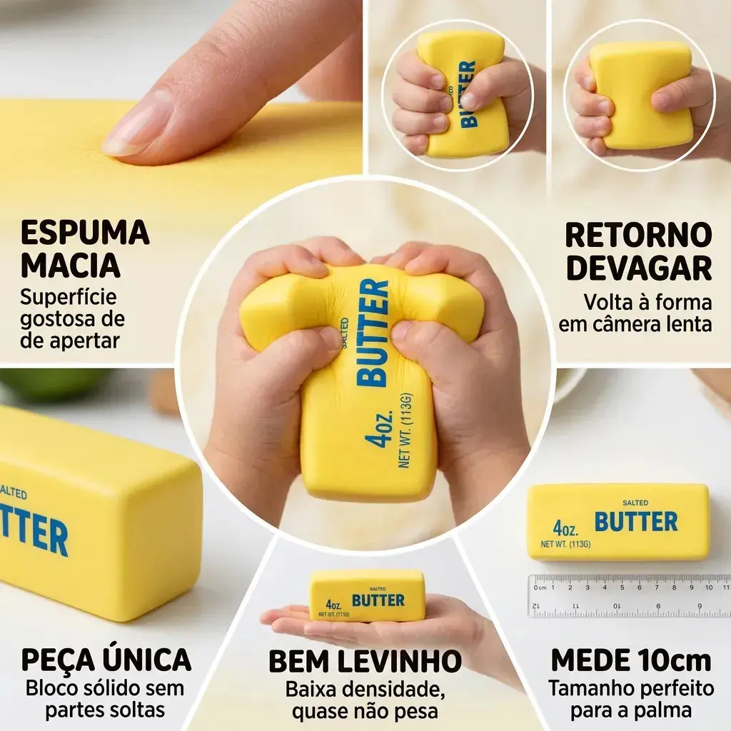 Squishy Barra De Manteiga Butter Viral Tik Tok Antiestresse De Apertar Taba Fidget Toy Slow Rising 10cm Espuma De Poliuretano Brinquedo Sensorial Alívio Da Ansiedade Para Crianças De 8 A 13 Anos thumbnail 3