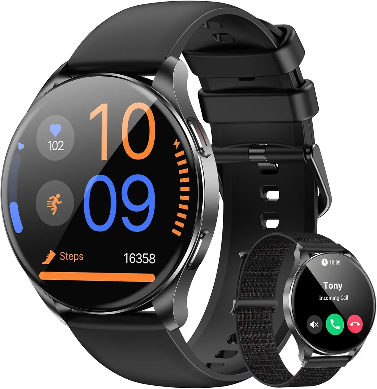 Blackview Smartwatch Feminino Masculino com Tela AMOLED 1.43" - Chamadas Bluetooth, 100+ Modos Esportivos, 2 Pulseiras - Compatível iPhone/Android