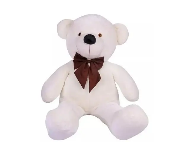 Urso Gigante Pelúcia Grande Teddy 1,10 Metros - Laço (Baunilha com Laço Tabaco) - 1