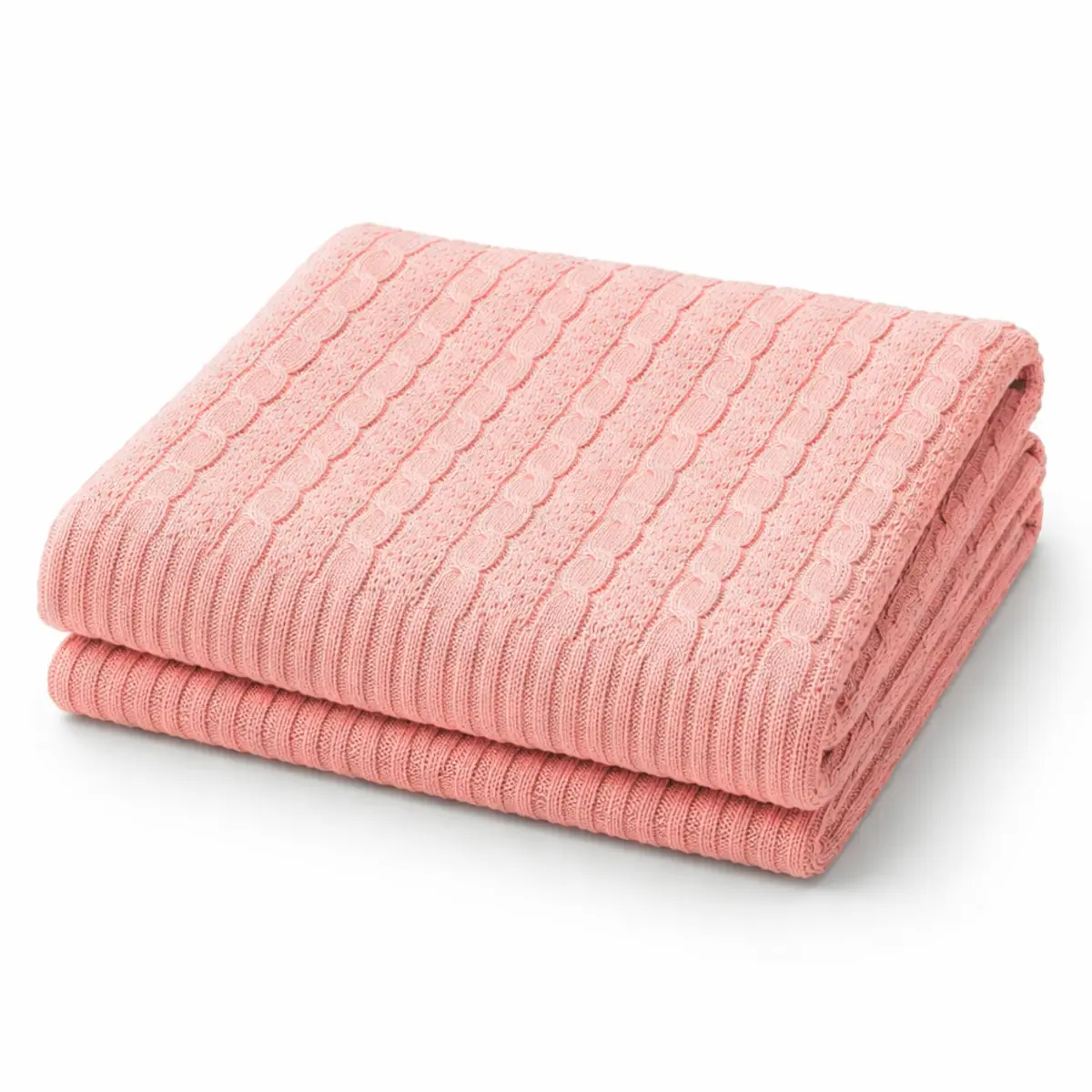 Manta para Bebê em Tricot 100% Algodão Macia, Respirável e Aconchegante Enxoval Luxo Recém-Nascido Menino Menina (Rosê) - 1
