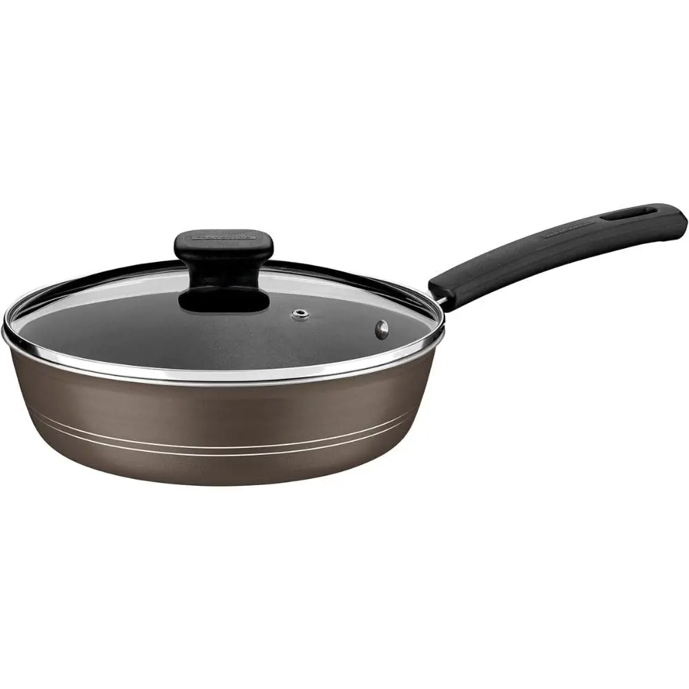 Frigideira Funda Tramontina com Tampa Sicília em Alumínio com Revestimento Interno e Externo em Antiaderente Starflon Excellent Avelã 24 cm 2,5 L