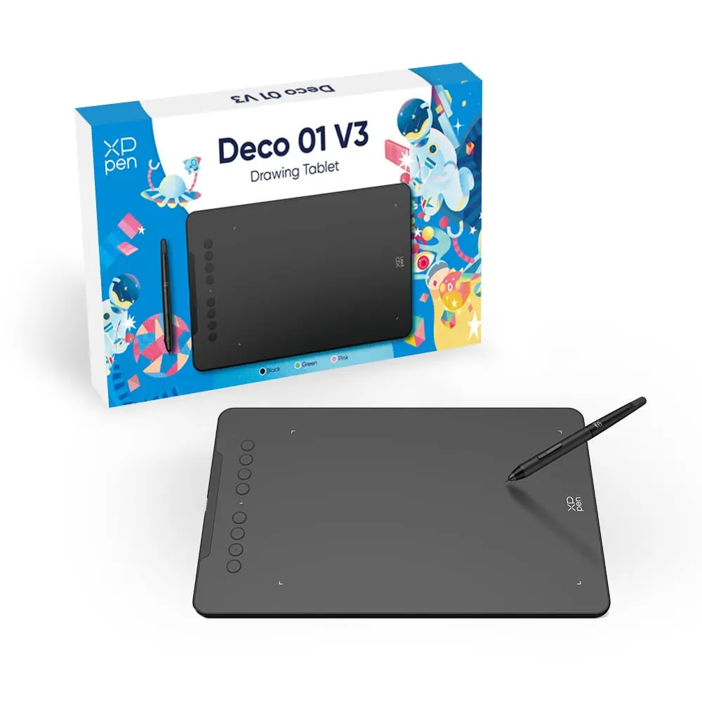 Mesa Digitalizadora XP-Pen Deco 01 V3 Preto 8 Teclas de Atalho 16384 Níveis de Pressão