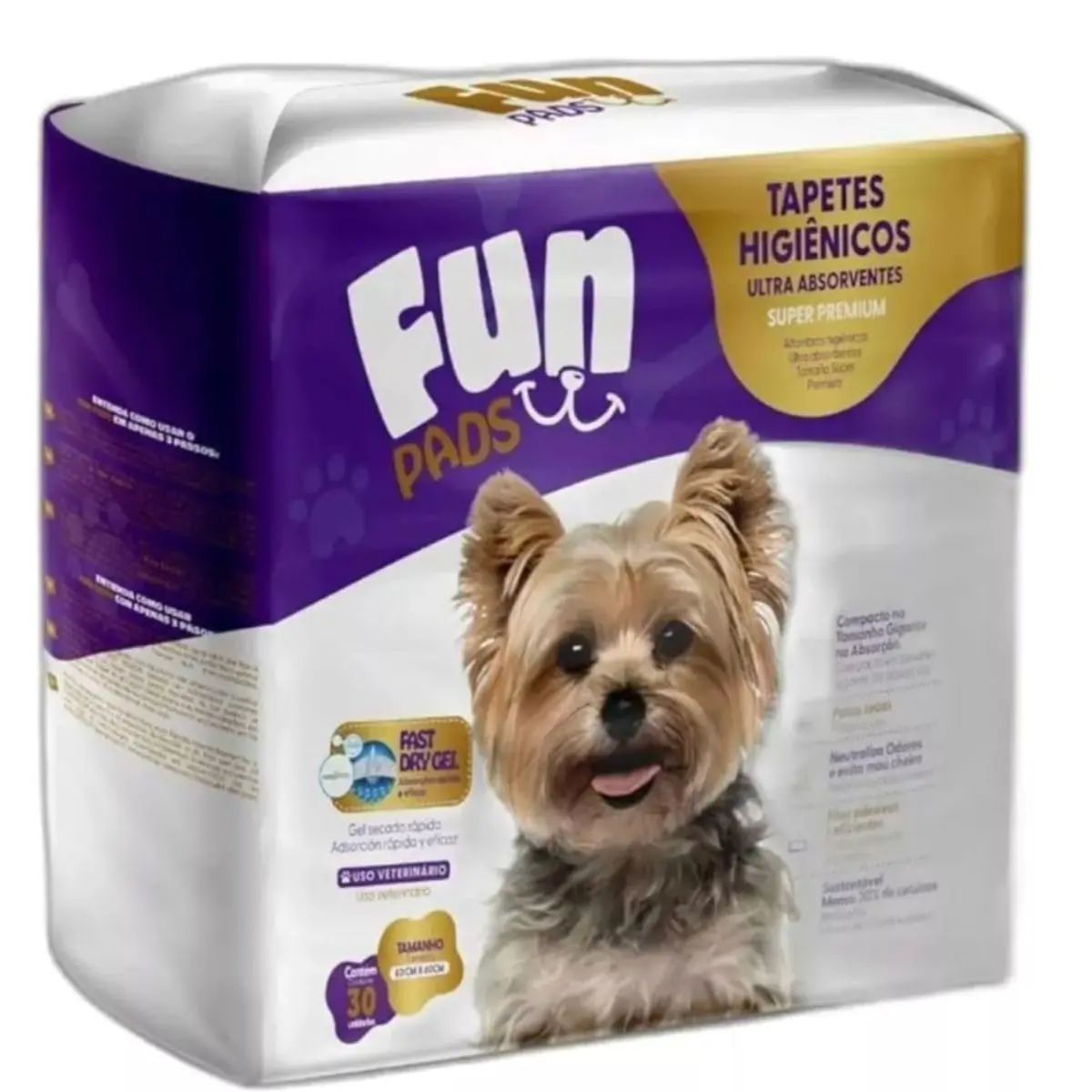 Tapete Higiênico Fun Pads 80x60 Cm 30 Un - Absortec
