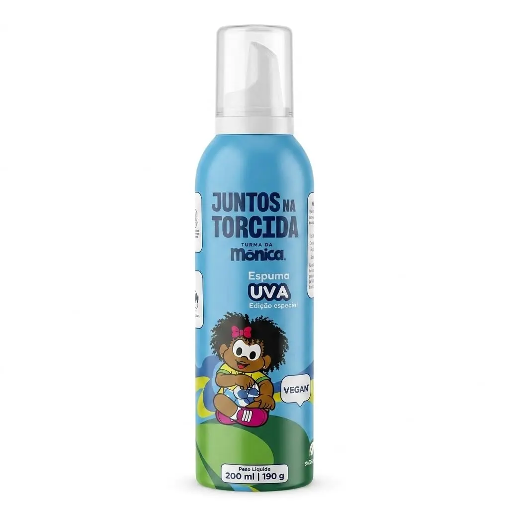 Espuma Comestível Spray Turma da Mônica 200ml Morango, Tutti Frutti ou Uva para Sobremesas (Uva)