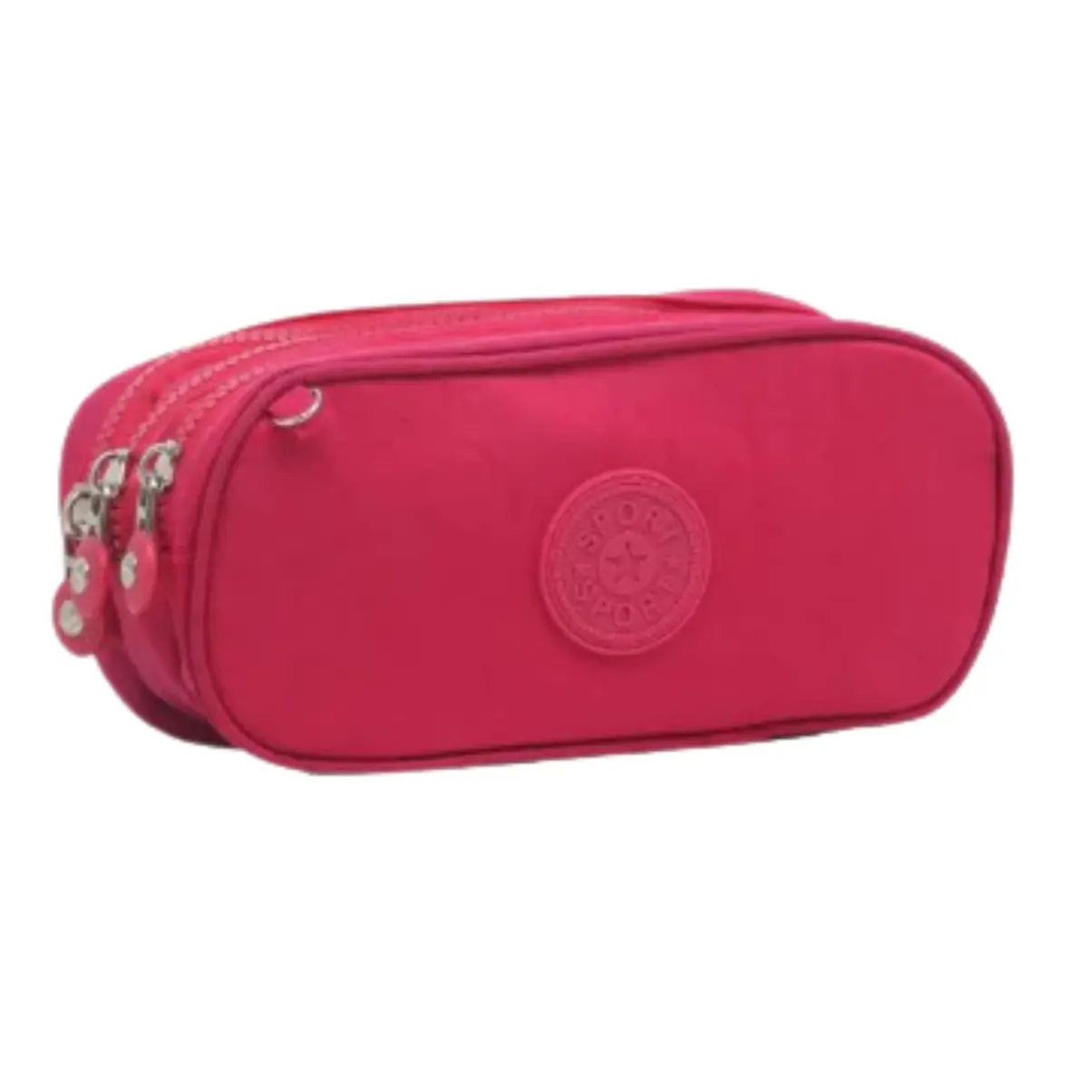Estojo Escolar Box, Grande, com 3 Compartimentos e 14 Elásticos, Feminino, Masculino, Zíper e Tecido Resistentes (Pink)