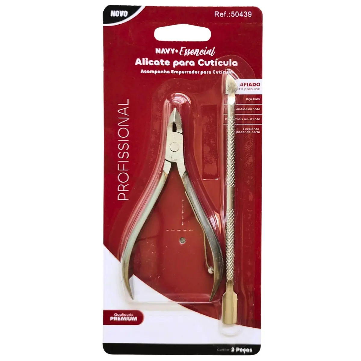 Alicate De Cutícula Profissional Em Aço Inox + Espátula Dupla - 1