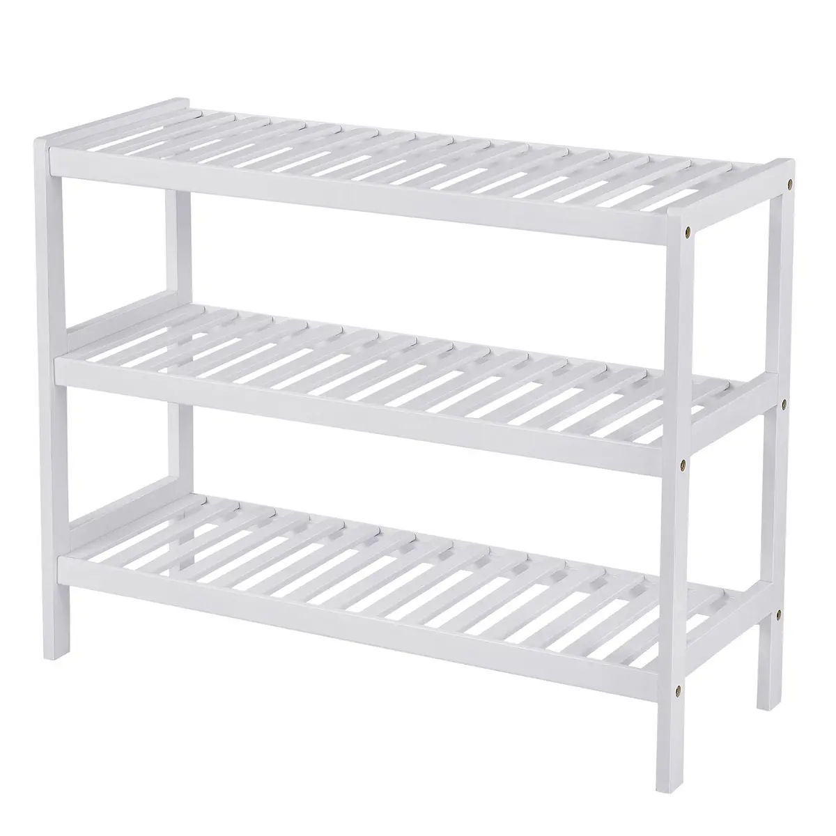 SONGMICS Sapateira de Bambu Natural 3 Níveis, Prateleira para Sapatos, Plantas, Livros, para Sala de Estar, Corredor, Quarto, Banheiro, 26 x 70 x 55 cm, Branco BRLBS13W