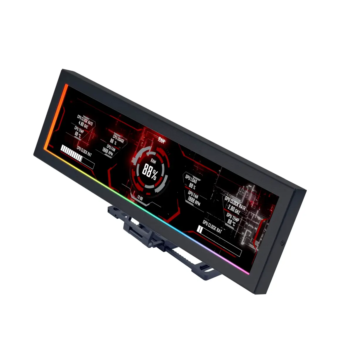 Tela Lian Li 8.8” Universal para Gabinetes Preto ARGB IPS LCD 1920x480 USB