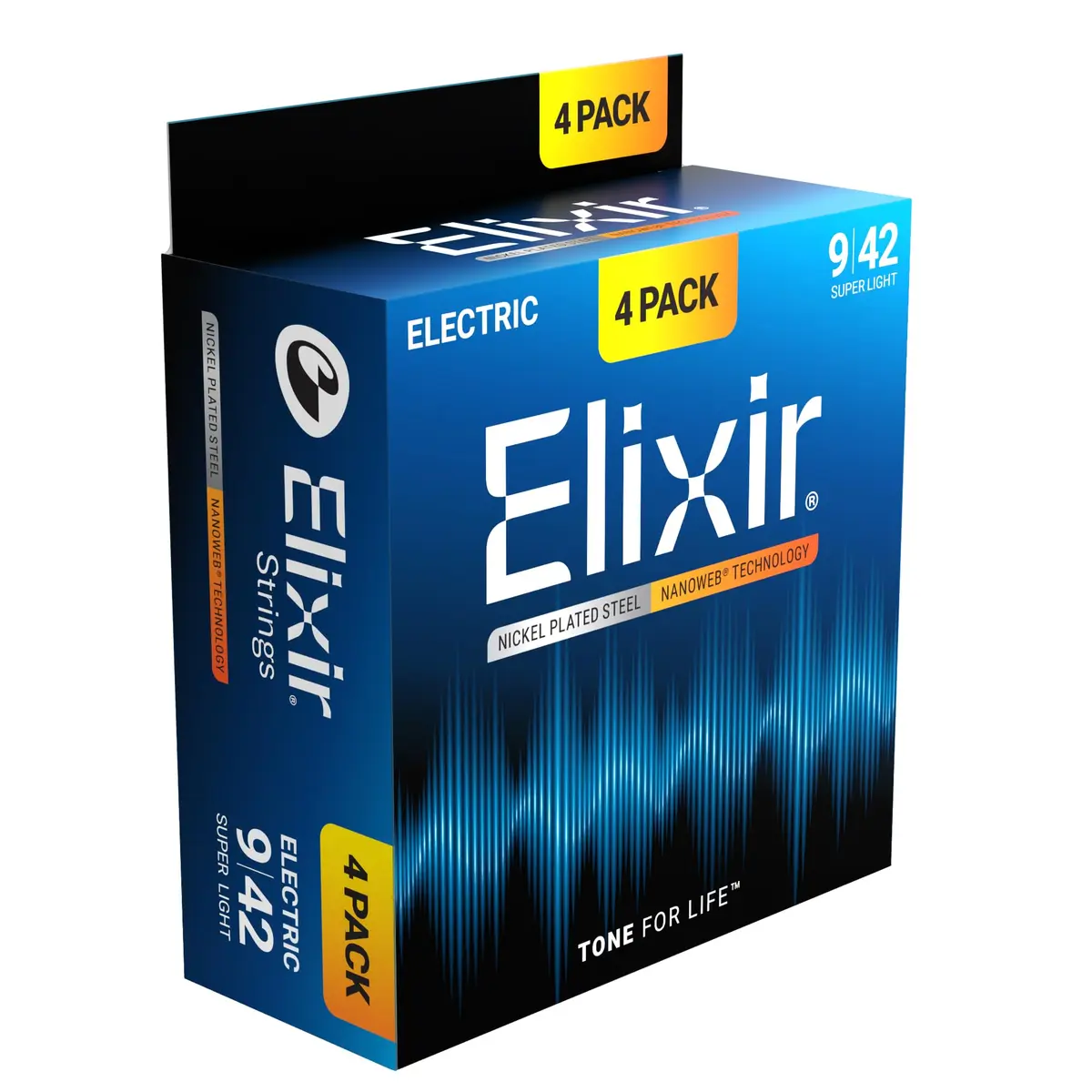 Elixir Cordas de cordas para guitarra elétrica niqueladas com tecnologia NANOWEB, super leve (.009-.042) - Pacote com 4 exclusivos da Amazon - 1