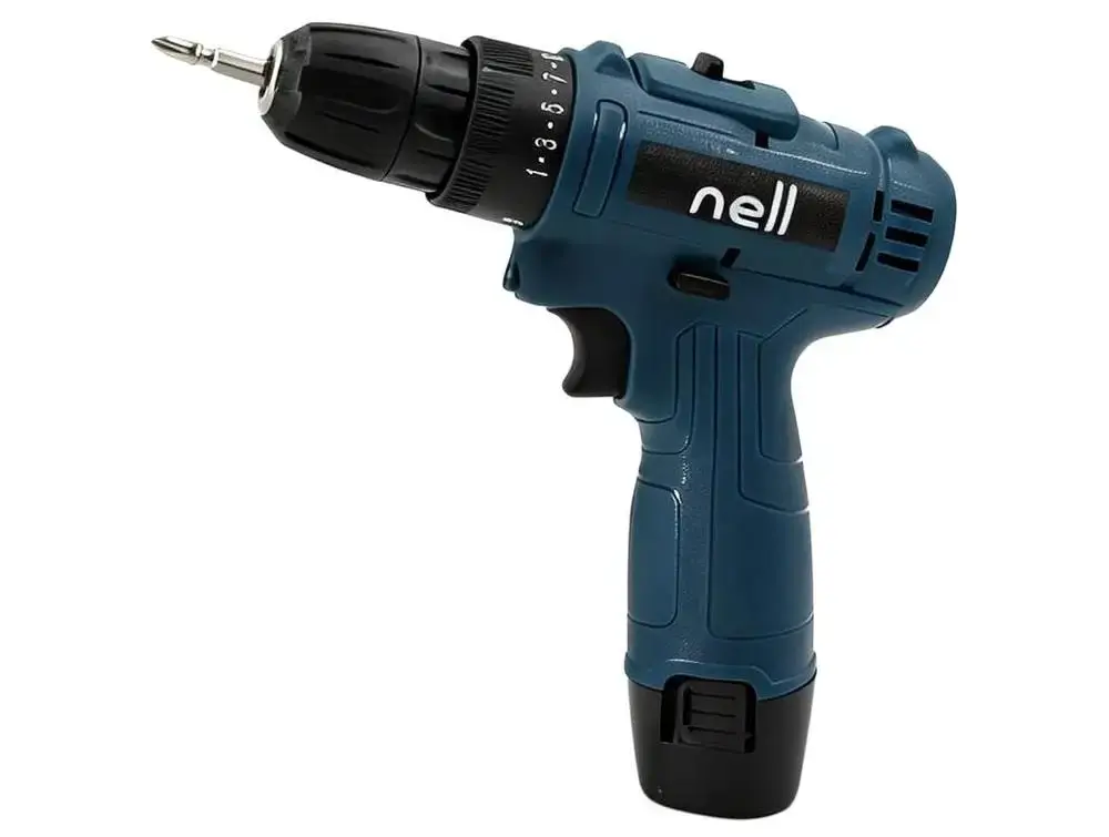 Parafusadeira e Furadeira Sem Fio Nell Mandril 3/8 12V Azul - Bivolt - 1