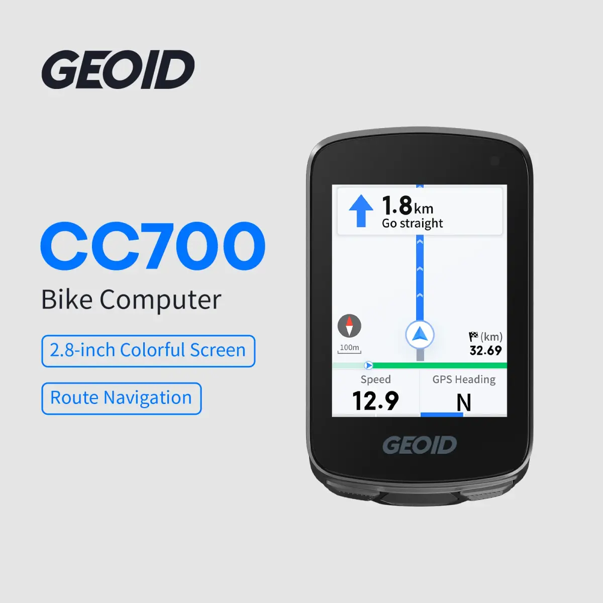 GEOID CC700 GPS Computador de bicicleta Tela colorida de 2,8 polegadas Navegação de rota Velocímetro de bicicleta WIFI Odômetro de ciclismo à prova d'água - 1