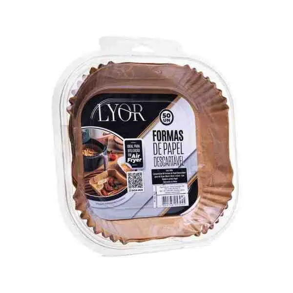 Conjunto 50 Formas De Papel Descartável P/ Air Fryer Lyor