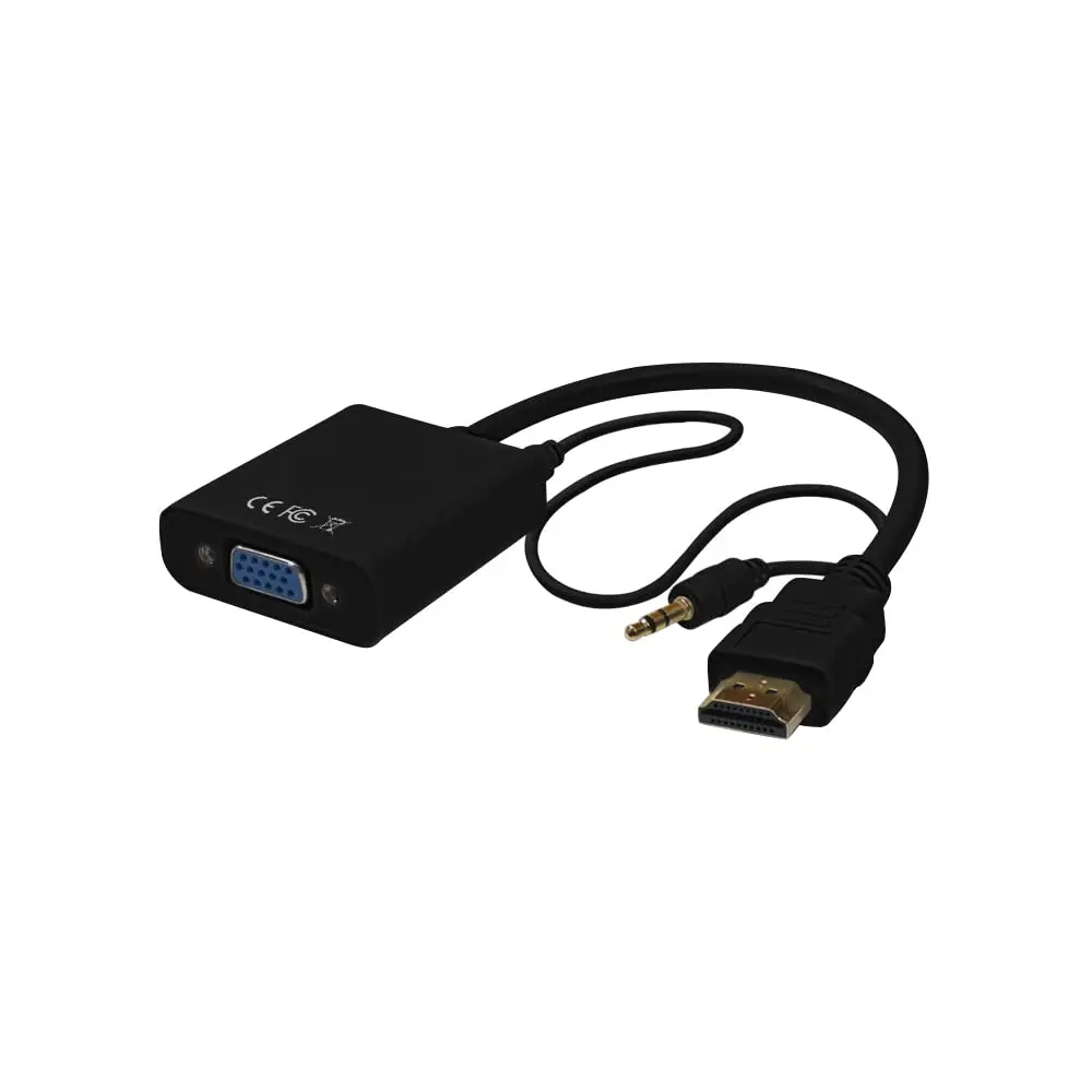 Pluscable Cabo Adaptador de Video e Audio HDMI Macho para VGA Femea e P2 ADP-HDMIVGA20BK