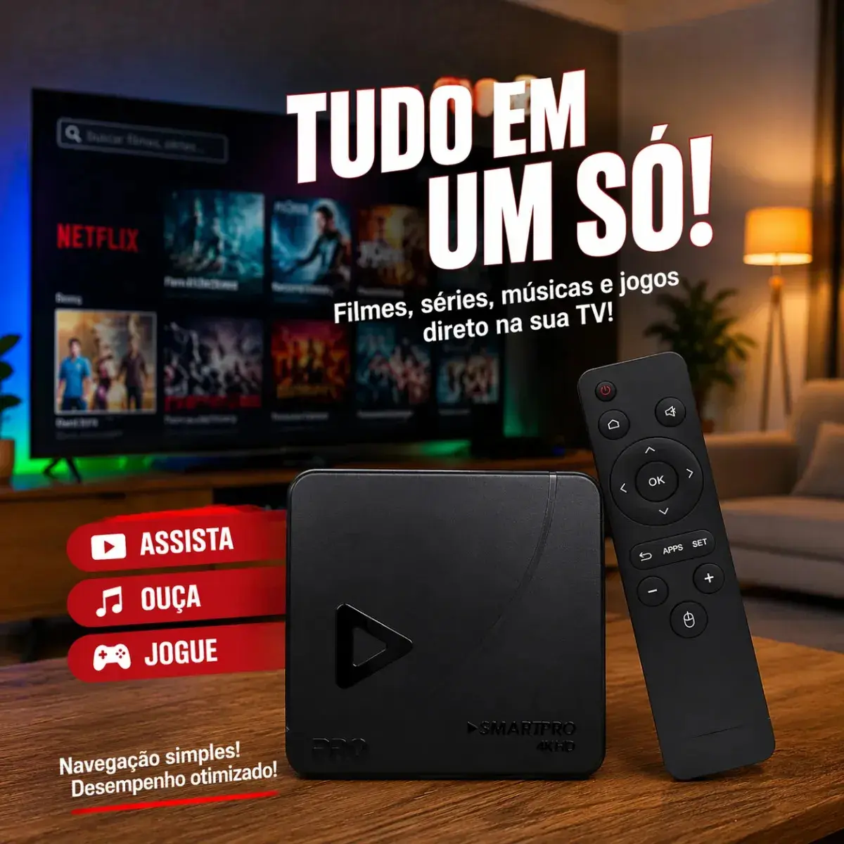 Tv Box Smartpro 4k Android Prosb-3000/16gb Homologado Cor Prosb-3000/16 Gb 4K Tipo de controle remoto Padrão