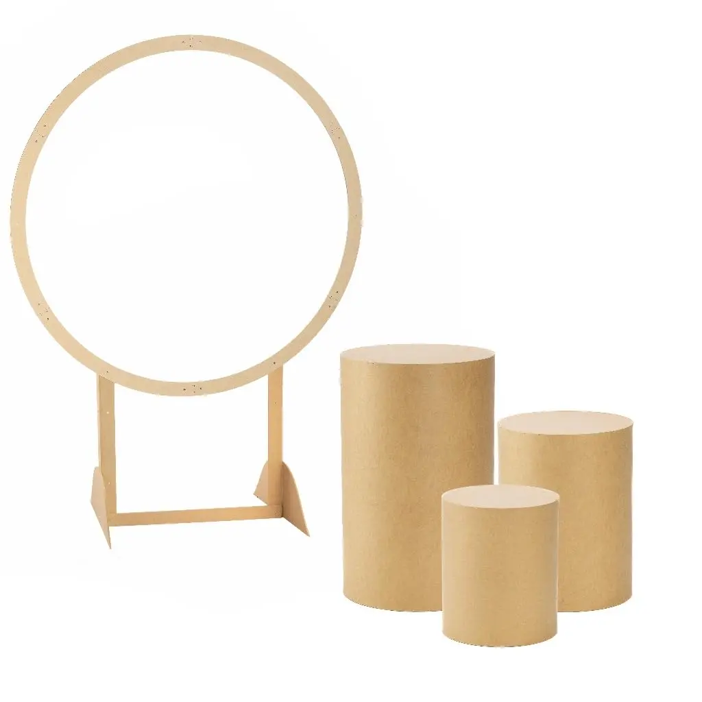 Kit Trio De Cilindro Liso Para Festas Com Painel Arco 150x210 mdf cru