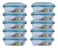Kit 10 Potes de Vidro Herméticos 640ml Retangulares - 1