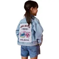 Infantil - Jaqueta Menina Disney Stitch Western Alphabeto Jeans Azul