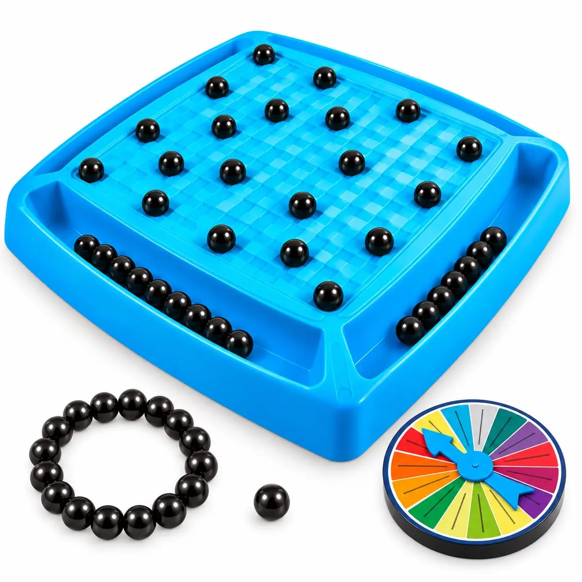 Jogo Xadrez Magnético com 24 Bolinhas, Tabuleiro de Estratégia e Raciocínio Lógico, Jogo Magnético para Família, Adultos e Jovens, Portátil com Roleta