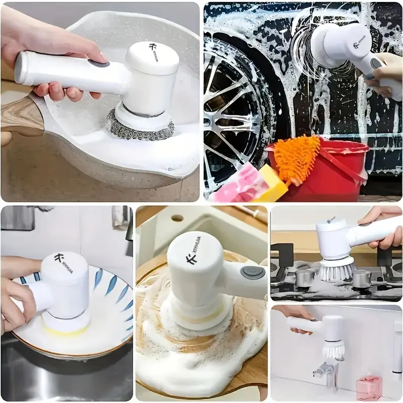 Lava-Chão Elétrico 5-em-1 Sem Fio com Escovas Substituíveis para Banheiro e Cozinha thumbnail 2