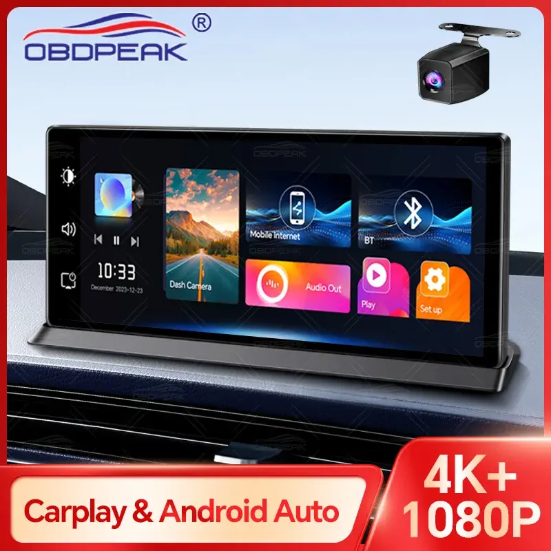 Carplay sem fio Android Auto Ai Screen Dash Cam, gravador de vídeo Dual Len, painel de navegação GPS, câmera DVR 4K, K2 Pro, 11,3" - 1