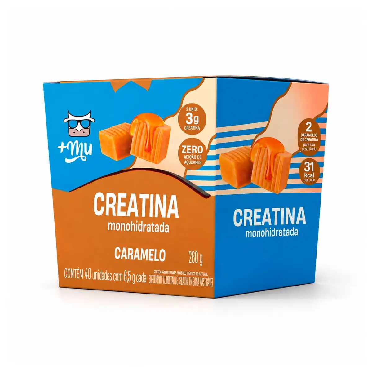 Caramelo de Creatina +Mu 100% Pura com 40 unidades - 260g | Creatina Monohidratada, 100% Pura, 3g por Porção, Zero Açúcar